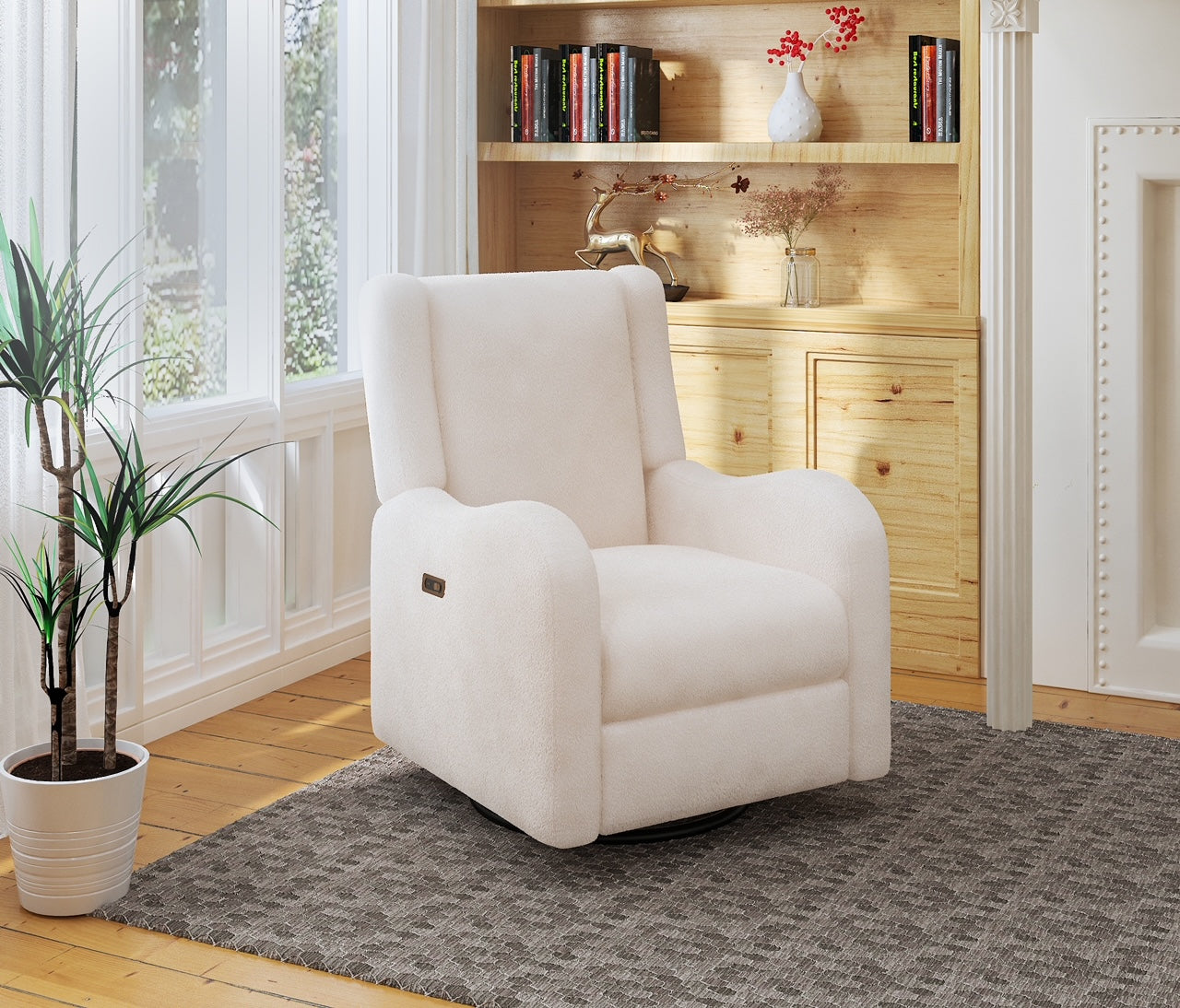 Alice Power Swivel Glider Recliner in Sherpa Beige