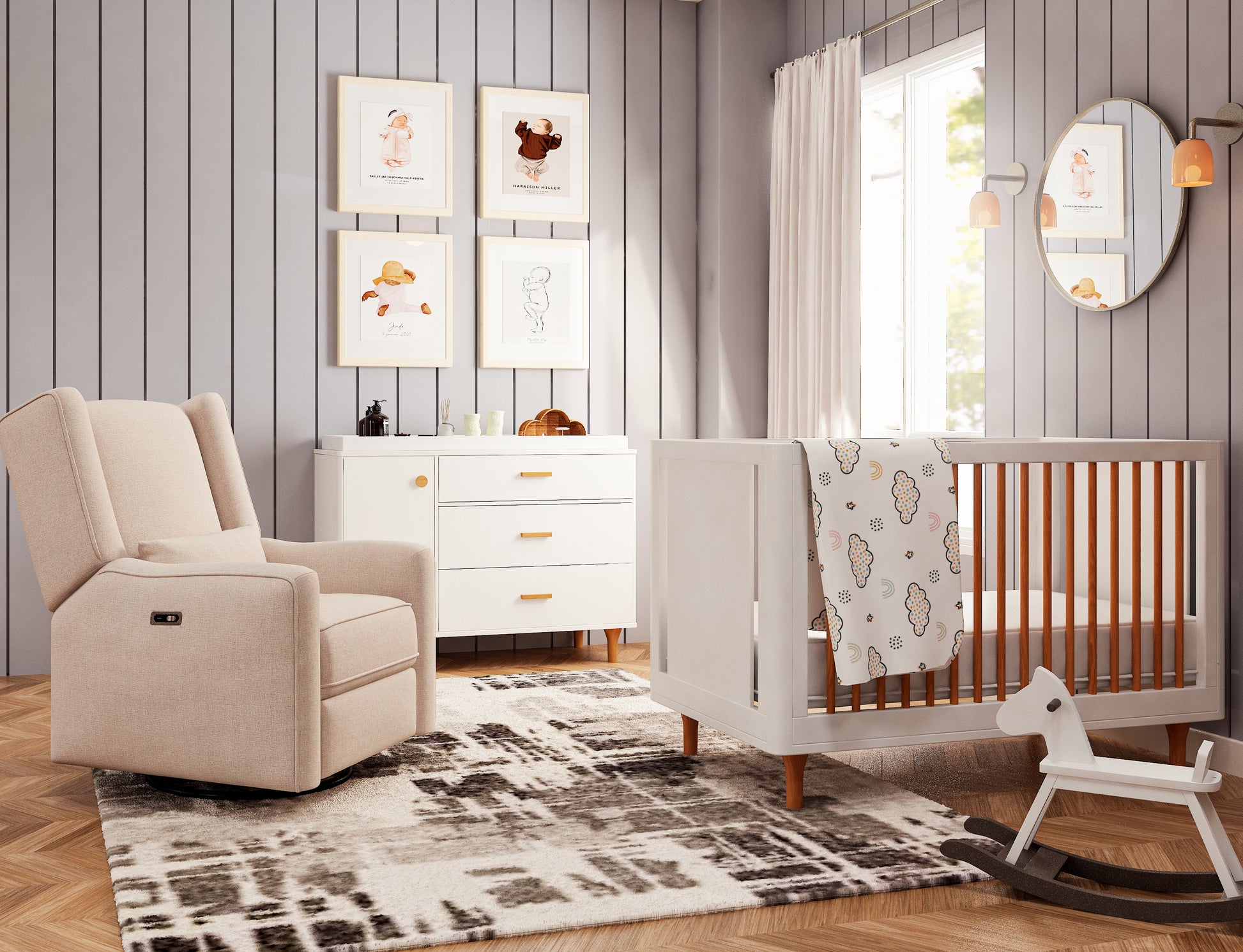 modern convertible crib with dresser Tulip by Natart Sissi Crib-to-double and Combo Dresser